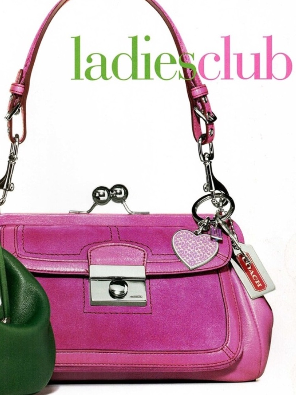 Coach Hamptons Framed “Ladies” Club 9734 Kiss Lock Orchid Pink Leather Purses - Picture 3 of 17